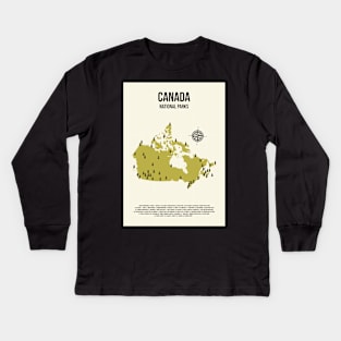 Canada All National Parks Location On A Map Kids Long Sleeve T-Shirt